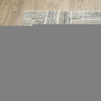 8' X 11' Ivory And Beige Geometric Area Rug