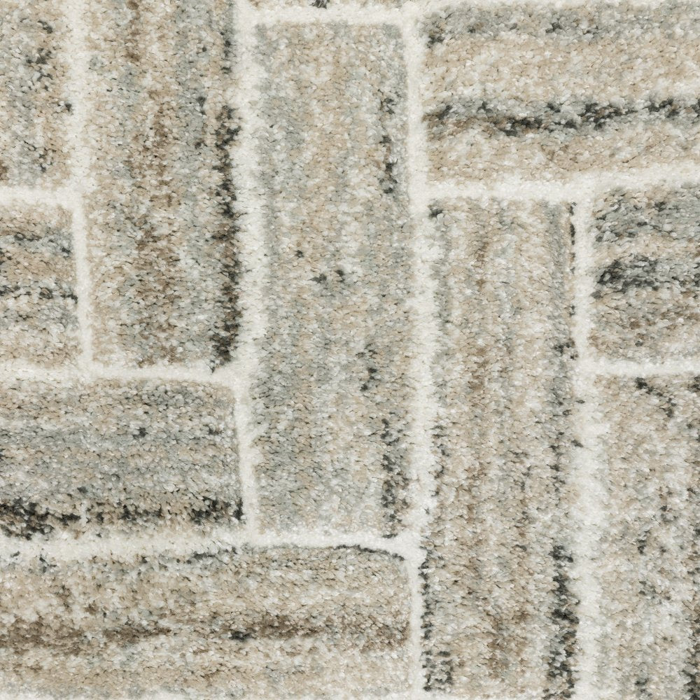 8' X 11' Ivory And Beige Geometric Area Rug