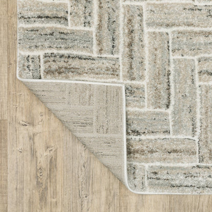 8' X 11' Ivory And Beige Geometric Area Rug