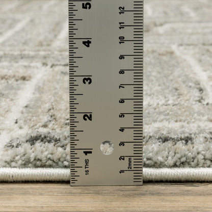 8' X 11' Ivory And Beige Geometric Area Rug