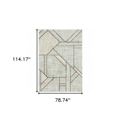6' X 9' Gray And Ivory Geometric Power Loom Area Rug