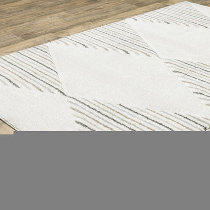 8' X 11' Beige Black And Green Geometric Area Rug