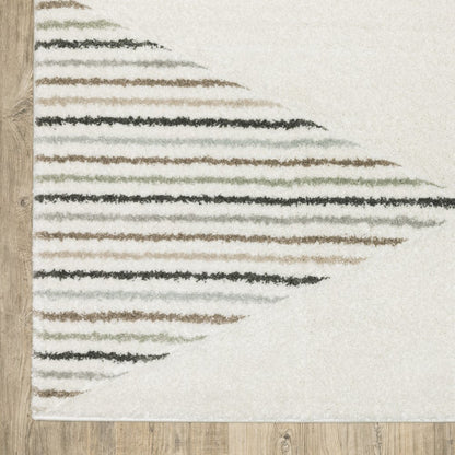 8' X 11' Beige Black And Green Geometric Area Rug