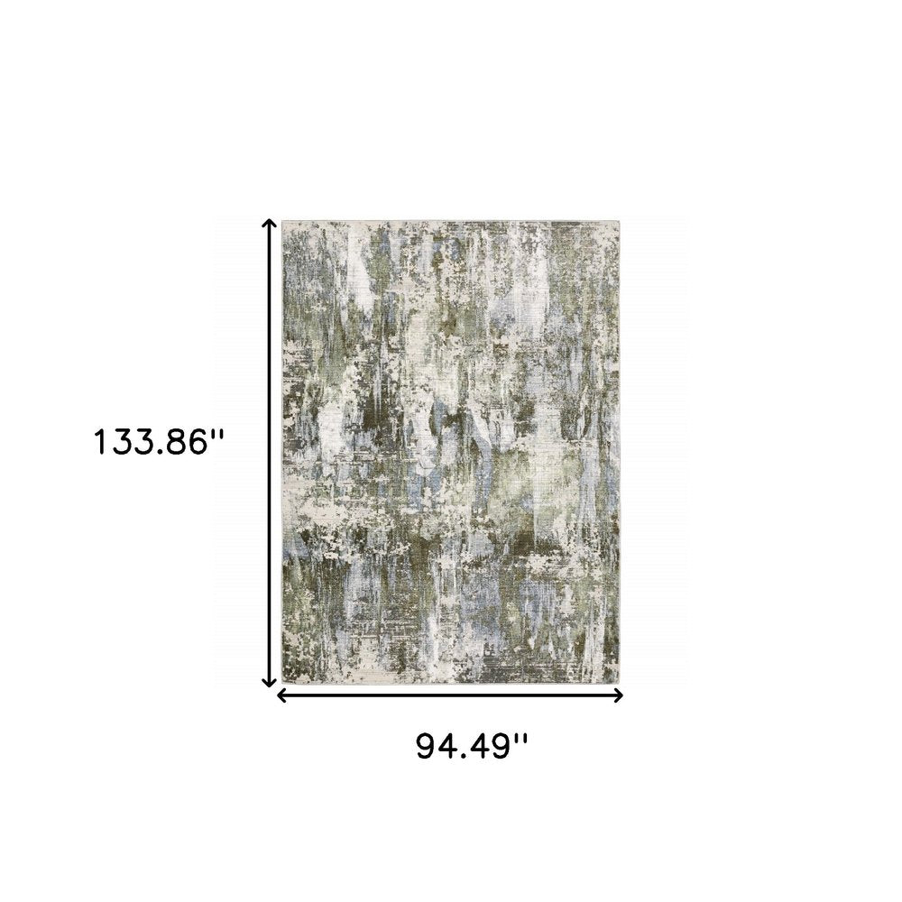 8' X 11' Green And Blue Abstract Area Rug