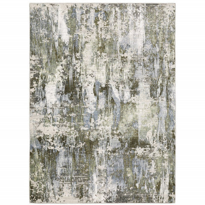8' X 11' Green And Blue Abstract Area Rug