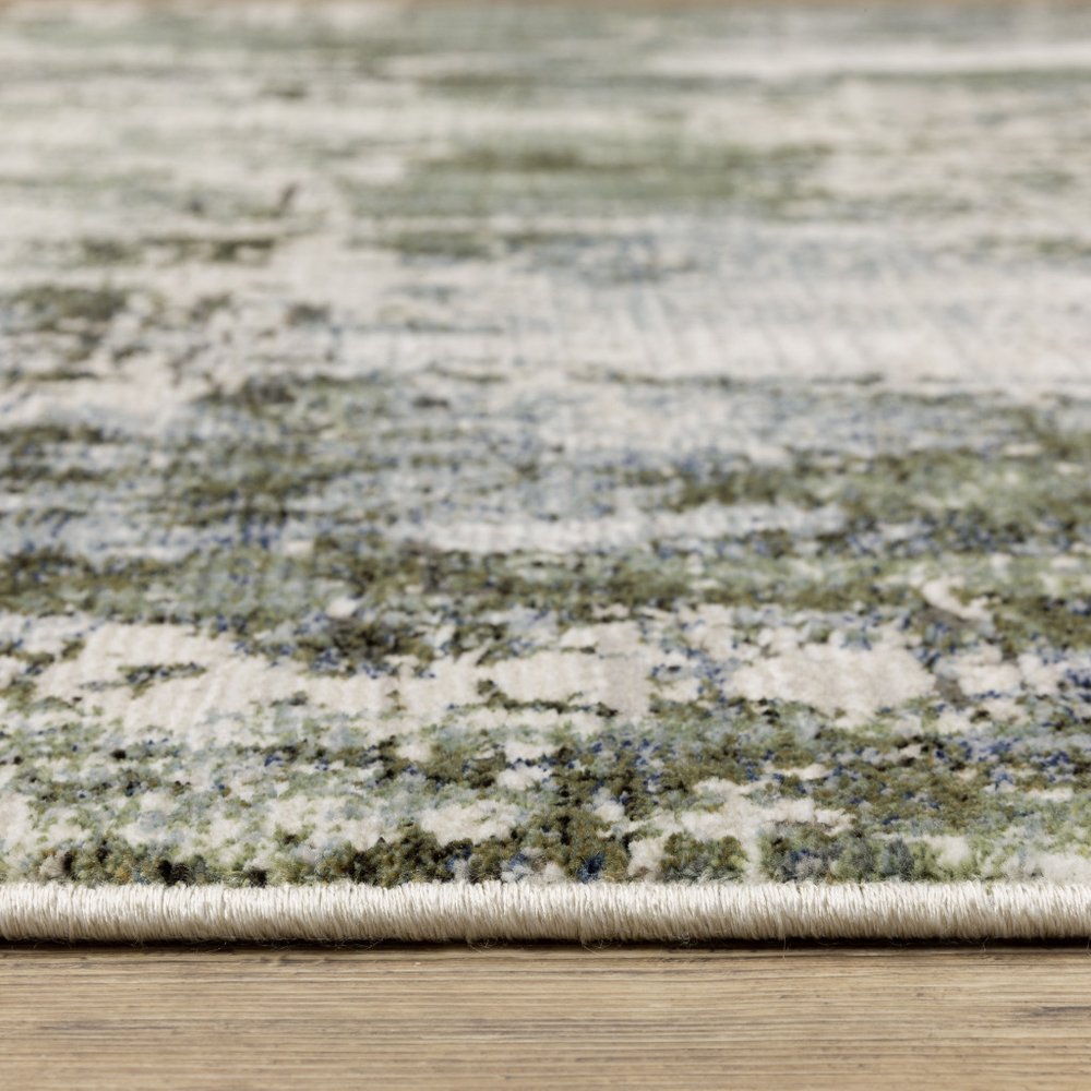 8' X 11' Green And Blue Abstract Area Rug