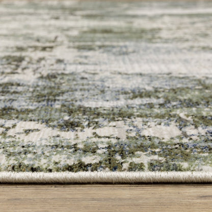 8' X 11' Green And Blue Abstract Area Rug