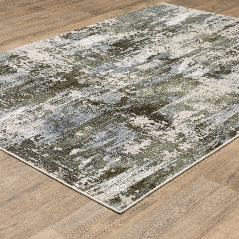 8' X 11' Green And Blue Abstract Area Rug
