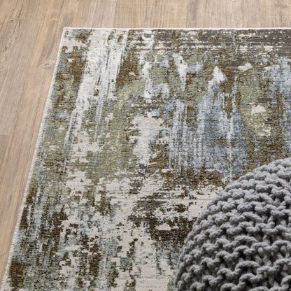 8' X 11' Green And Blue Abstract Area Rug