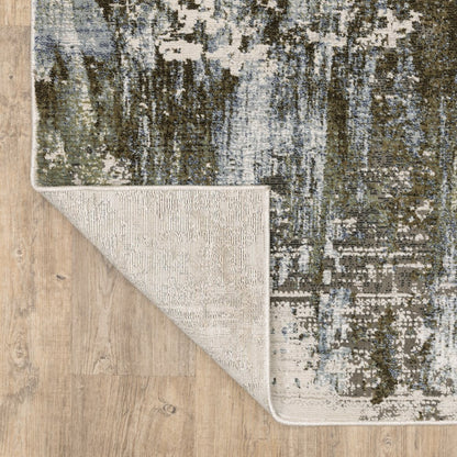 8' X 11' Green And Blue Abstract Area Rug