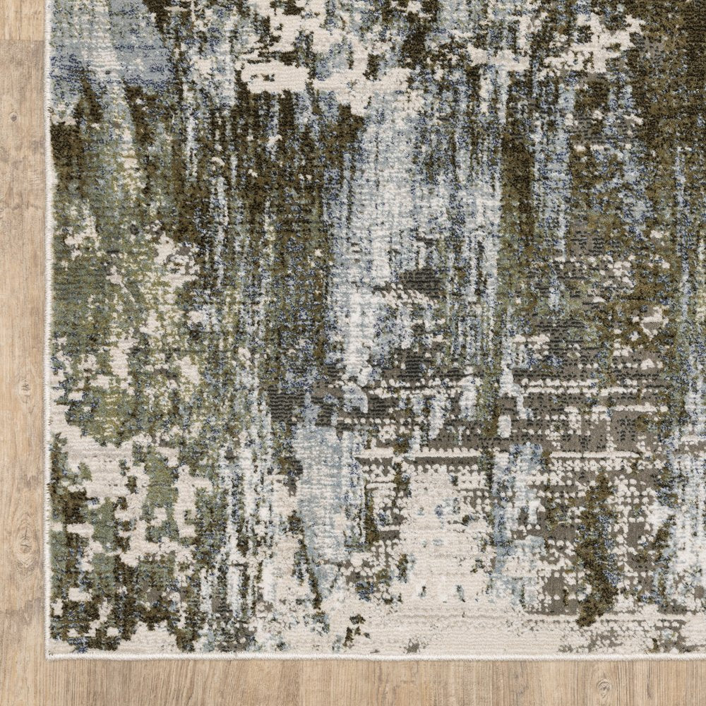 8' X 11' Green And Blue Abstract Area Rug