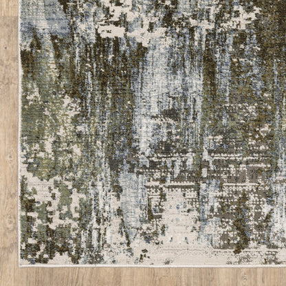 8' X 11' Green And Blue Abstract Area Rug