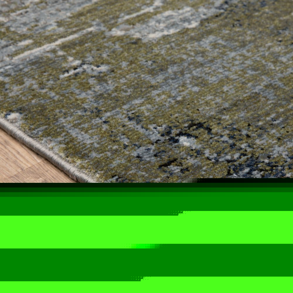 2' X 8' Blue Green Grey Brown And Beige Abstract Power Loom Stain Resistant Runner Rug