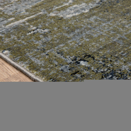 2' X 8' Blue Green Grey Brown And Beige Abstract Power Loom Stain Resistant Runner Rug
