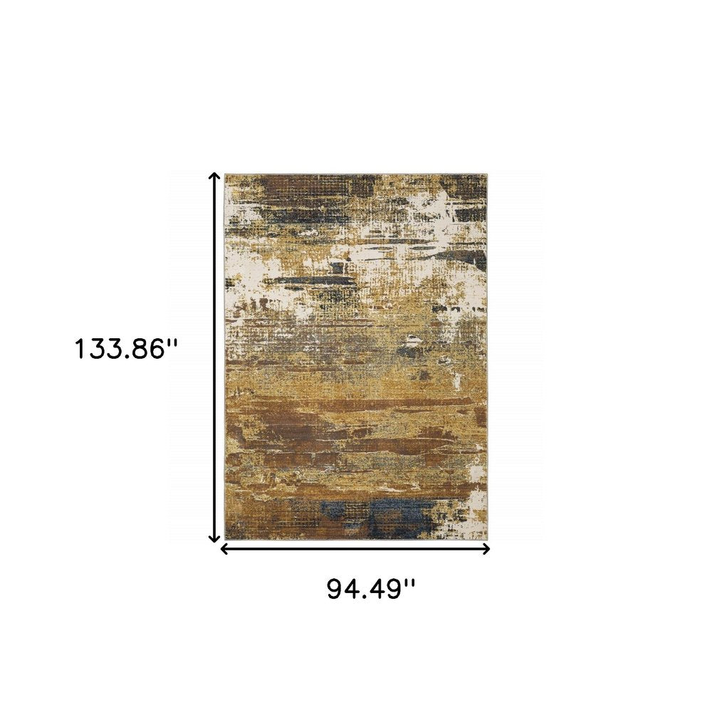 8' X 11' Gold And Beige Abstract Area Rug