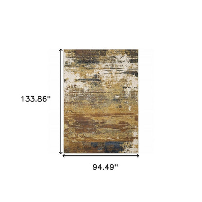 8' X 11' Gold And Beige Abstract Area Rug