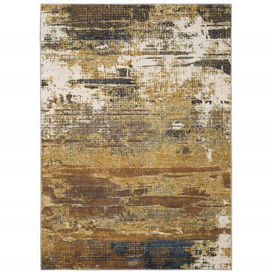 8' X 11' Gold And Beige Abstract Area Rug