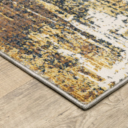 8' X 11' Gold And Beige Abstract Area Rug