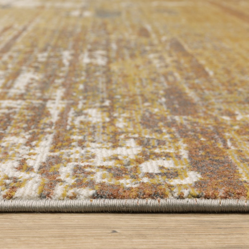 8' X 11' Gold And Beige Abstract Area Rug