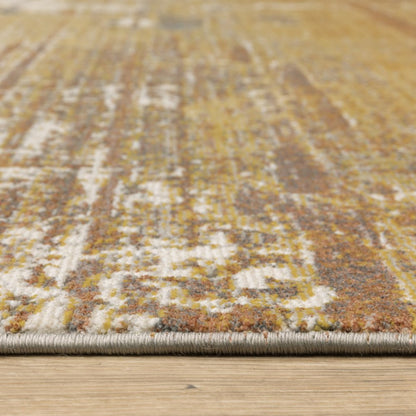 8' X 11' Gold And Beige Abstract Area Rug