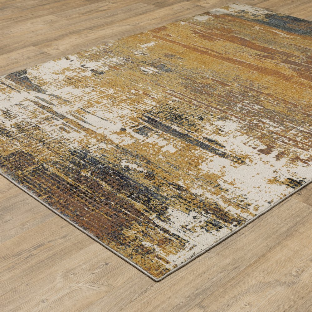 8' X 11' Gold And Beige Abstract Area Rug
