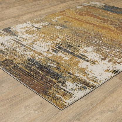 8' X 11' Gold And Beige Abstract Area Rug