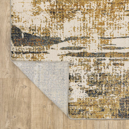8' X 11' Gold And Beige Abstract Area Rug