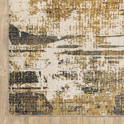 8' X 11' Gold And Beige Abstract Area Rug