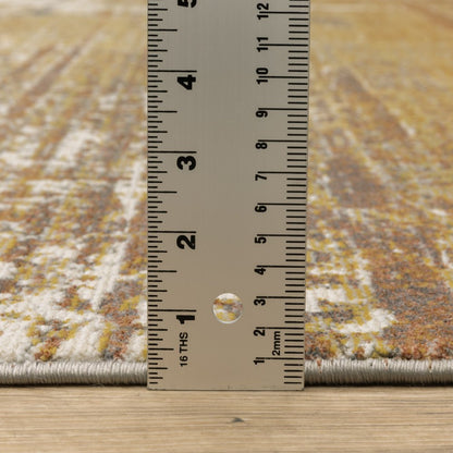 8' X 11' Gold And Beige Abstract Area Rug
