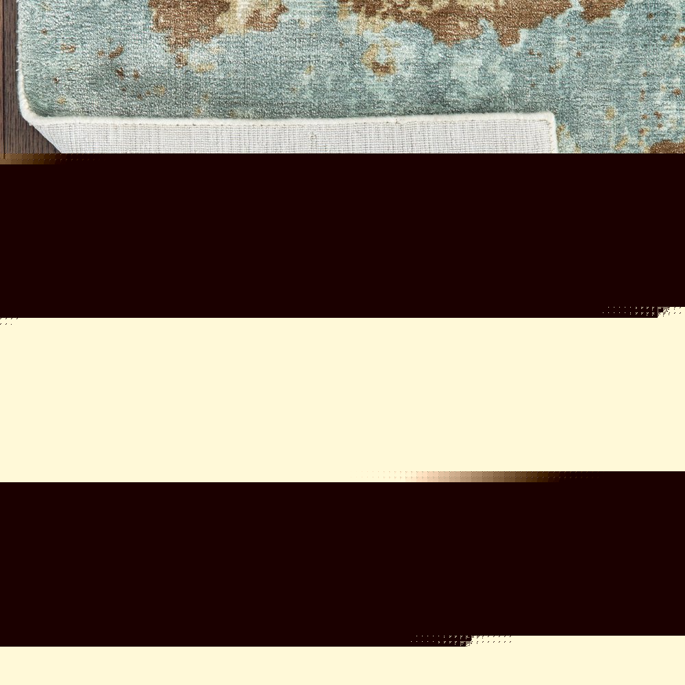 10' X 14' Blue And Brown Abstract Hand Loomed Stain Resistant Area Rug