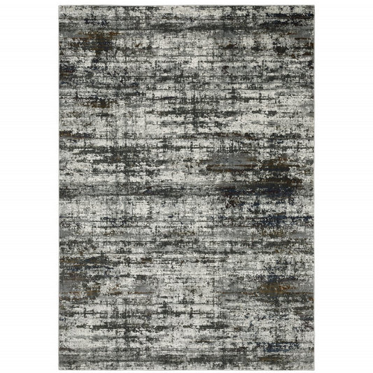 7' X 10' Charcoal And Gray Abstract Distressed Area Rug