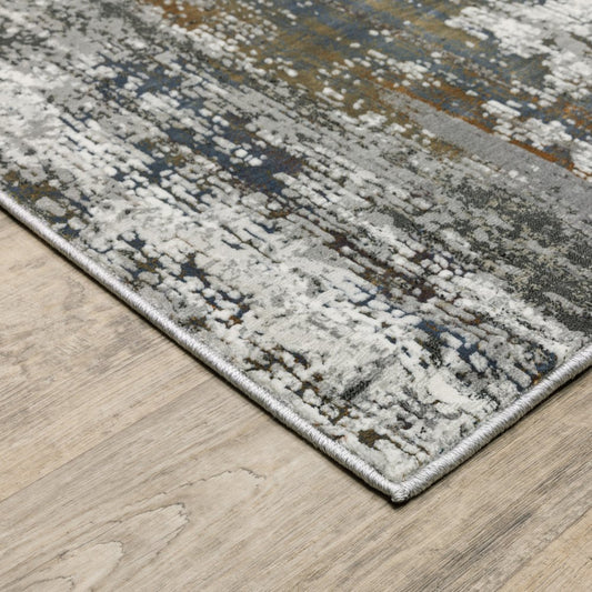 7' X 10' Charcoal And Gray Abstract Distressed Area Rug