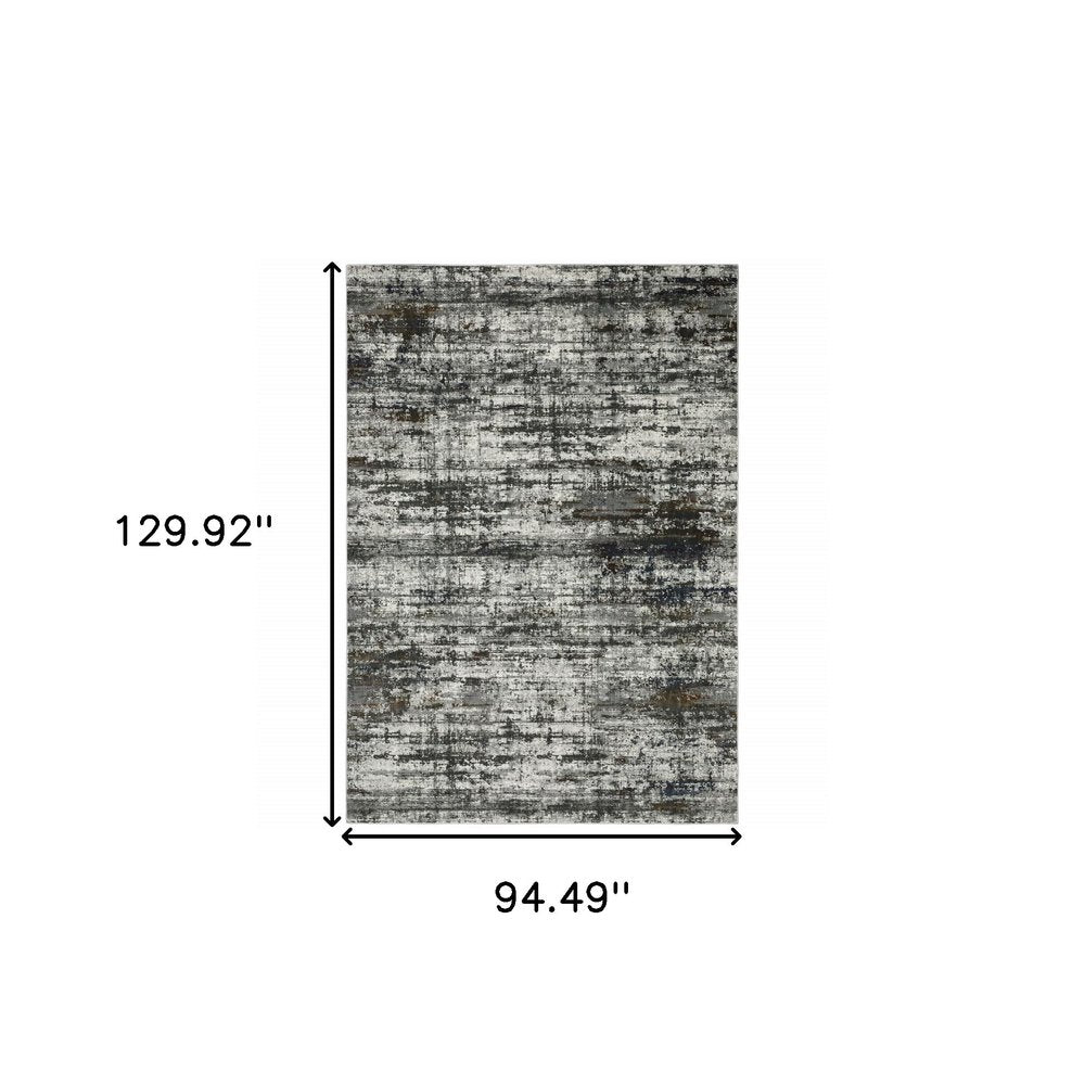 7' X 10' Charcoal And Gray Abstract Distressed Area Rug