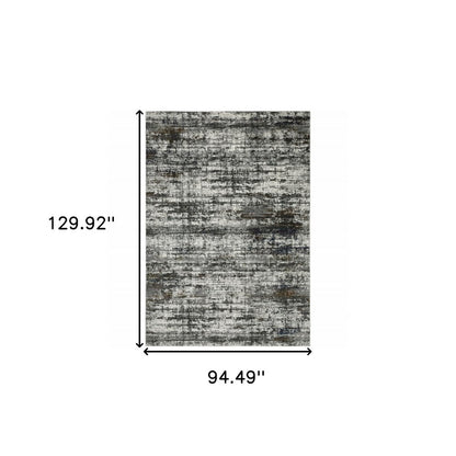 7' X 10' Charcoal And Gray Abstract Distressed Area Rug