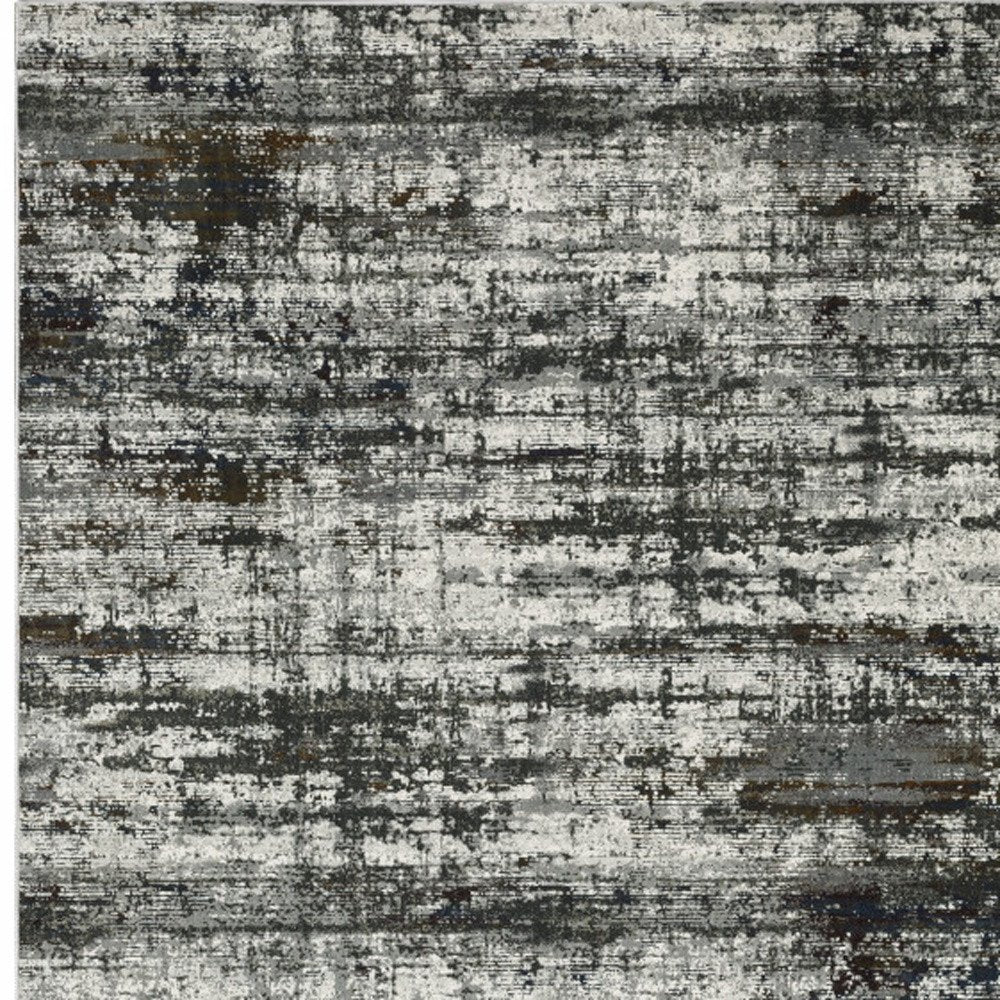 7' X 10' Charcoal And Gray Abstract Distressed Area Rug