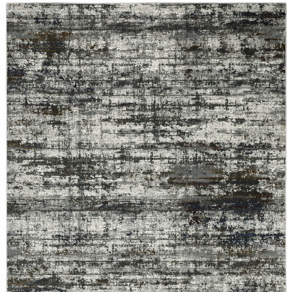 7' X 10' Charcoal And Gray Abstract Distressed Area Rug