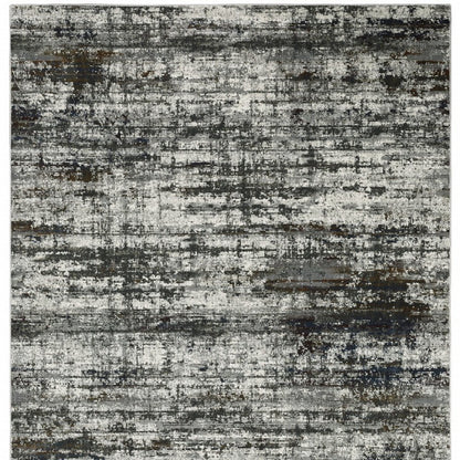 7' X 10' Charcoal And Gray Abstract Distressed Area Rug