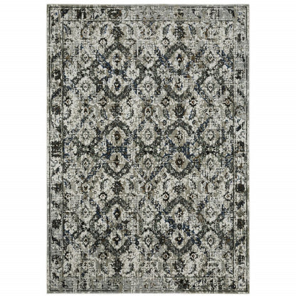 8' X 11' Charcoal And Gray Oriental Distressed Area Rug