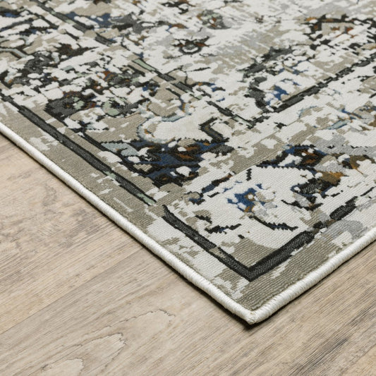8' X 11' Charcoal And Gray Oriental Distressed Area Rug