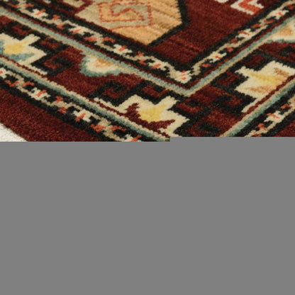 8' X 11' Red Blue Brown And Beige Oriental Power Loom Stain Resistant Area Rug With Fringe