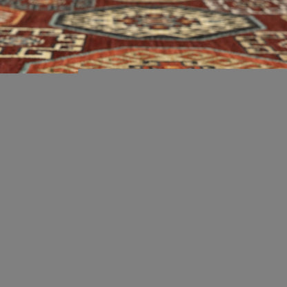 8' X 11' Red Blue Brown And Beige Oriental Power Loom Stain Resistant Area Rug With Fringe