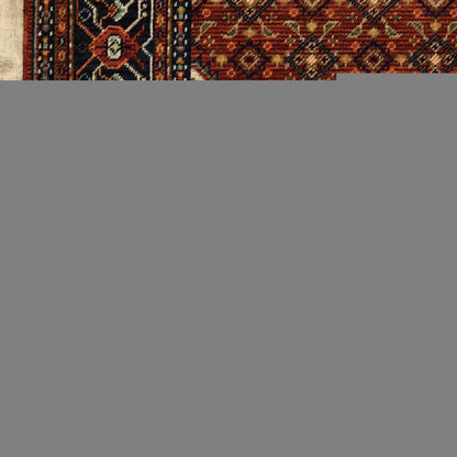 8' X 11' Red Blue Ivory And Orange Oriental Power Loom Stain Resistant Area Rug With Fringe