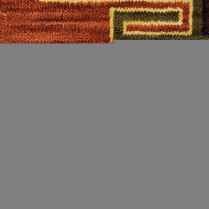 8' X 11' Red Gold Blue Brown Oriental Power Loom Stain Resistant Area Rug With Fringe