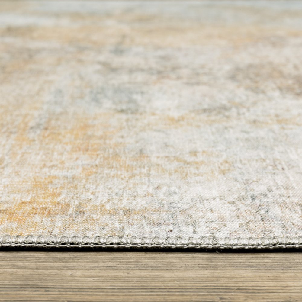 2' X 8' Blue And Yellow Abstract Power Loom Stain Resistant Runner Rug