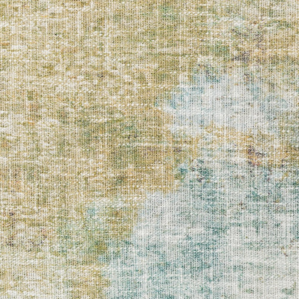 2' X 8' Blue And Yellow Abstract Power Loom Stain Resistant Runner Rug