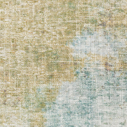 2' X 8' Blue And Yellow Abstract Power Loom Stain Resistant Runner Rug