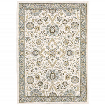 9' X 12' Gray and Ivory Oriental Power Loom Area Rug