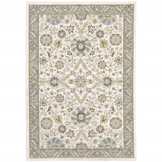 9' X 12' Gray and Ivory Oriental Power Loom Area Rug