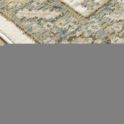 9' X 12' Gray and Ivory Oriental Power Loom Area Rug