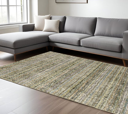 8' X 11' Gray and Ivory Abstract Power Loom Area Rug